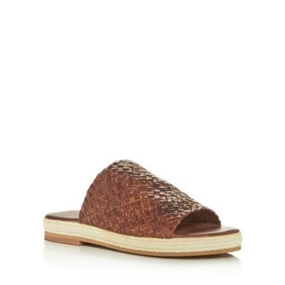 St. Agni Women's Tuscan Woven Espadrille Slide Sandals Leather Brown EU 40 EUC - Picture 1 of 10
